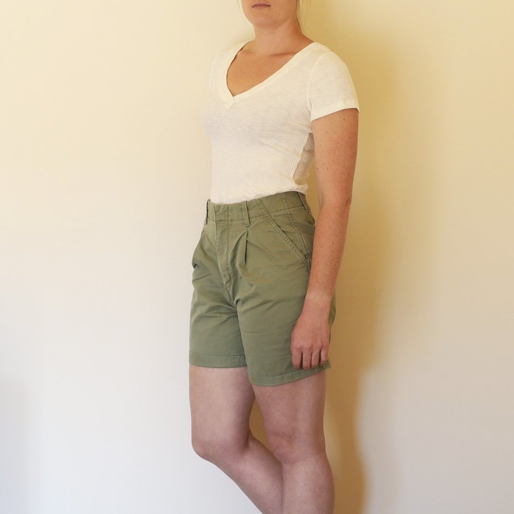 GAP Green Khaki High-Waisted Shorts